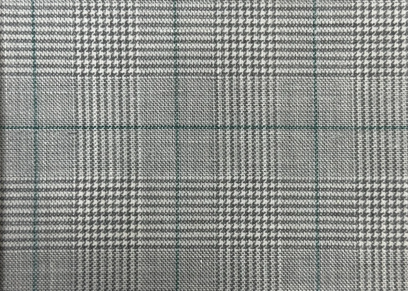 Sergio Benetti 29989 -210 Light Grey w/ Green Overcheck fabric swatch